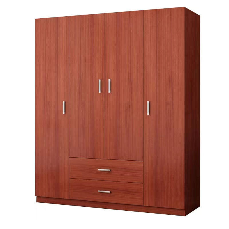 Cabinet en bois de garde-robe de panneau de porte en bois minimaliste des meubles 4 avec des tiroirs