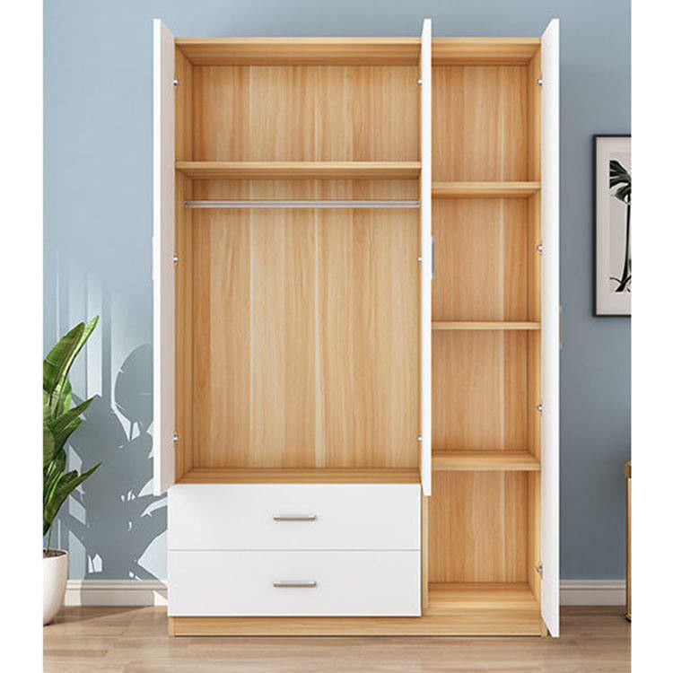 Cabinet en bois de garde-robe de panneau de porte en bois minimaliste des meubles 4 avec des tiroirs