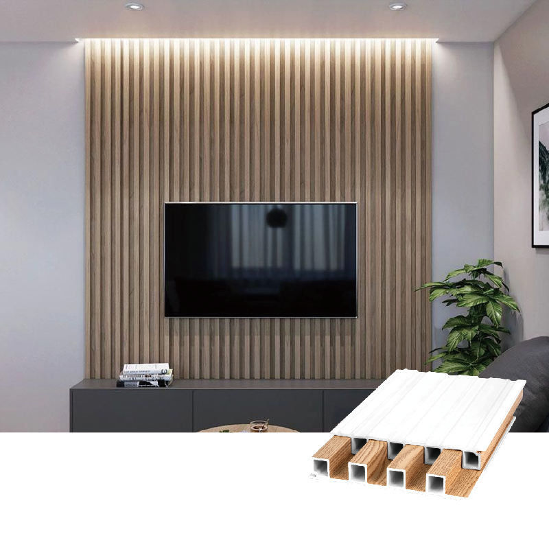 Le mur en bois adapté aux besoins du client de PVC Wpc de grain lambrisse des conceptions pour la décoration 170*20mm