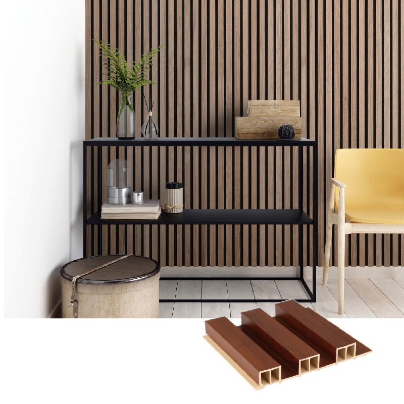 Le mur en bois adapté aux besoins du client de PVC Wpc de grain lambrisse des conceptions pour la décoration 170*20mm