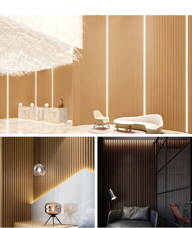 Panneaux muraux décoratifs intérieurs Panneau de plafond en PVC enduit de fibre de bambou Art Louver Panneaux de fond en WPC Panneau à ardoise à flûte