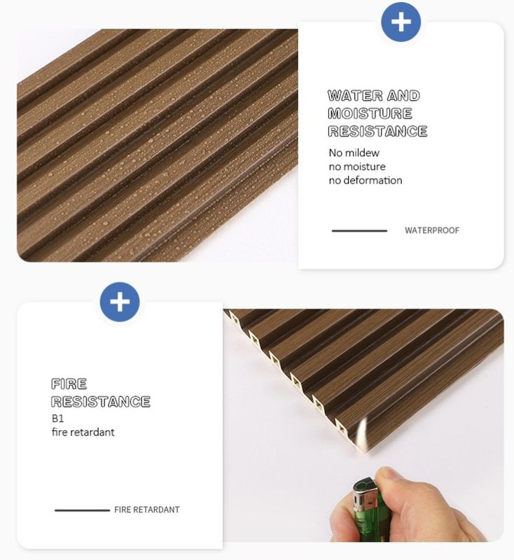 Décoration intérieure Couleur bois Énergie-efficacité résistant aux intempéries anti-rayures Panneau mural WPC Effets 3D