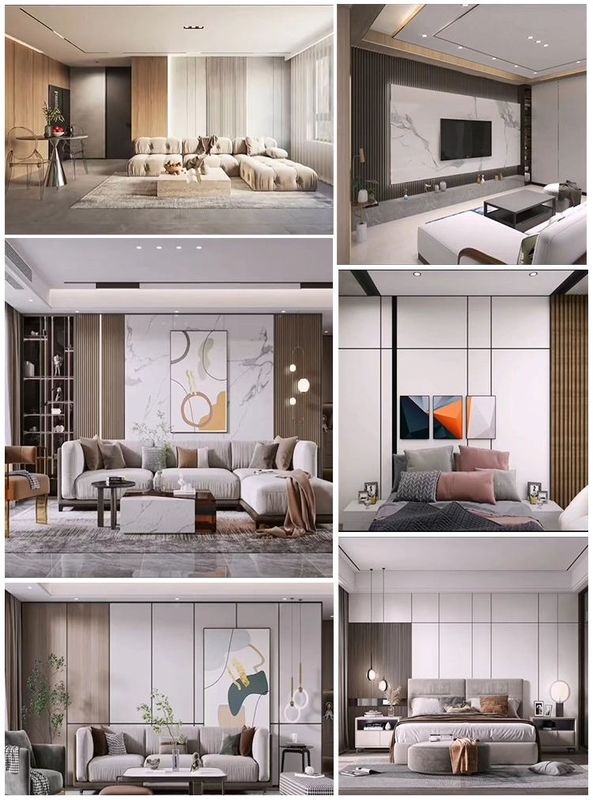 Décoration intérieure Couleur bois Énergie-efficacité résistant aux intempéries anti-rayures Panneau mural WPC Effets 3D