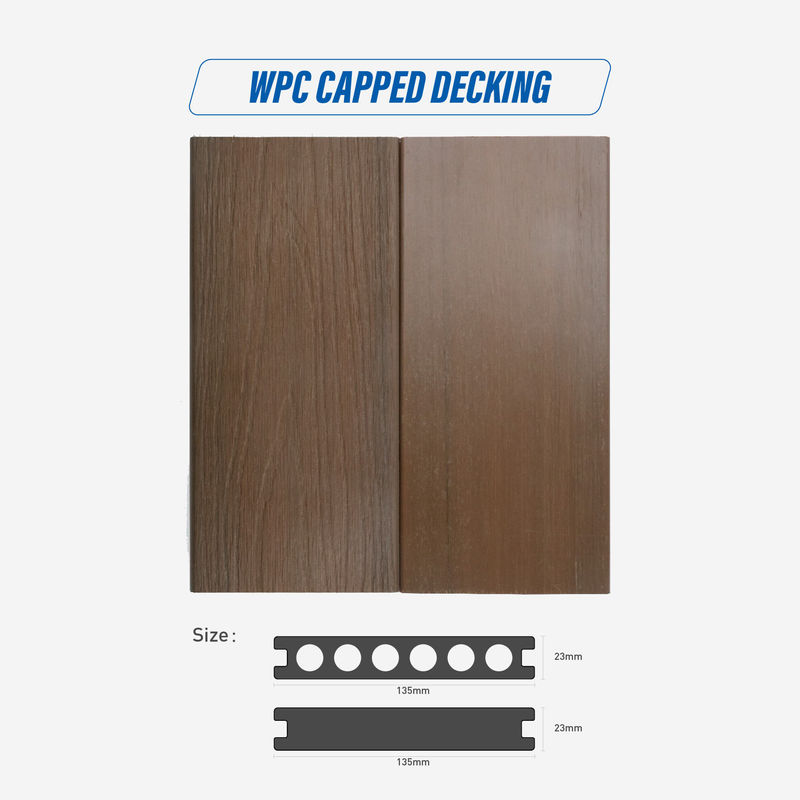 WPC/BPC Teak Couleur WPC terrasse extérieure résistant au feu encapsulé en fibre de bois imperméable à l'eau Decking composite de haute qualité antidérapant