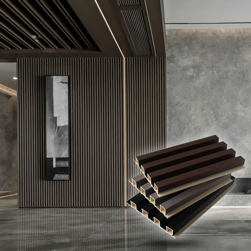 Fabrique en gros en bois écologique Panneaux muraux en WPC PVC en plastique Panneaux muraux de télévision pour intérieur Outdoor Couleurs personnalisées