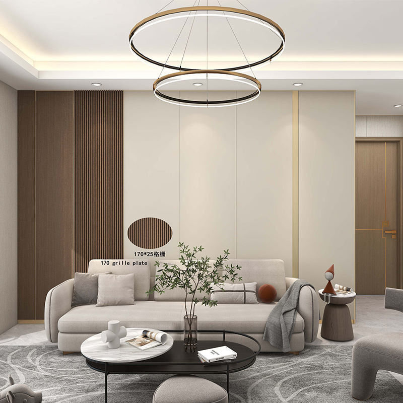 Panneaux muraux décoratifs plafond Louver Wpc panneaux à flûte bois ardoise PVC Wpc panneaux muraux intérieurs avec LED