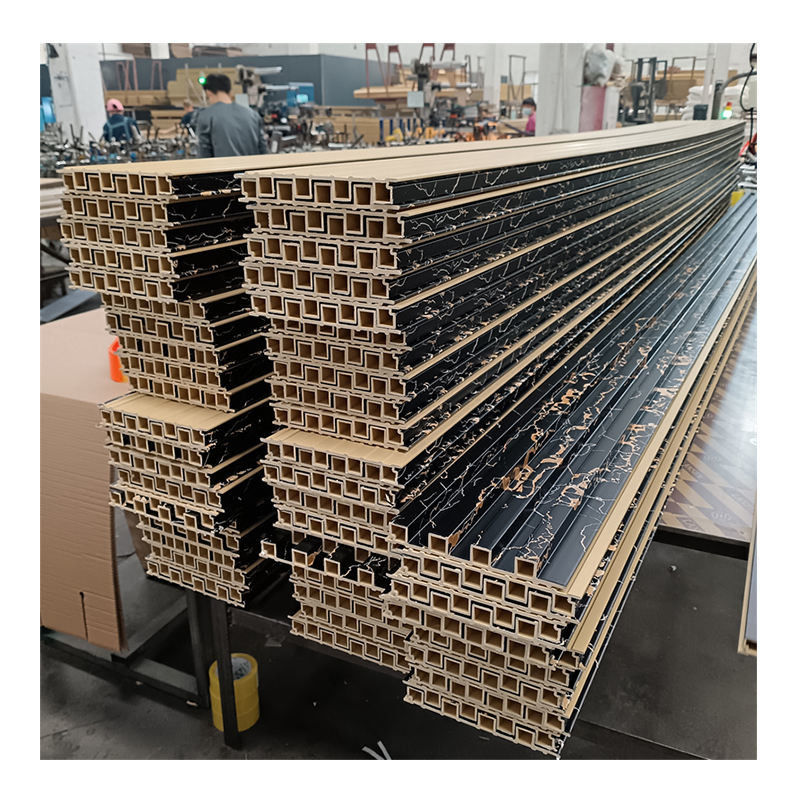 Panneaux muraux décoratifs plafond Louver Wpc panneaux à flûte bois ardoise PVC Wpc panneaux muraux intérieurs avec LED