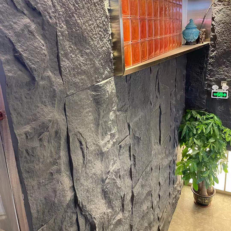 Panneaux muraux en pierre fausse 3D Panneau de dépôt en pierre PU pour la décoration intérieure de la paroi Texture de ciment en pierre PU Accent plus épais pour la décoration de la paroi