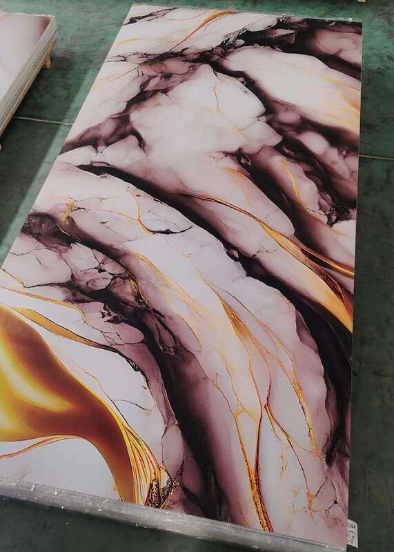 Panneau mural en PVC moderne en marbre UV, panneau décoratif brillant en plastique pour fond de télévision, intérieur de la maison 1220x2440mm*3mm