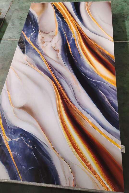 Panneau mural en PVC moderne en marbre UV, panneau décoratif brillant en plastique pour fond de télévision, intérieur de la maison 1220x2440mm*3mm