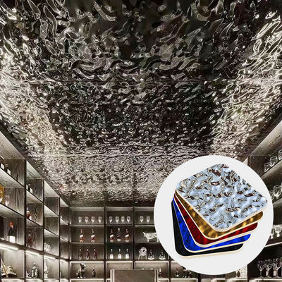 Bamboo Charbon de bois Eau ondulée Plaque de placage en bois Plaque de cristal en carbone Plaque de mur en fibre de bois en bambou