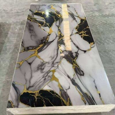 Hot Sales UV Marble Sheet Customization Gilded Gold Design PVC Marble Wall Panel for Indoor Decoration
